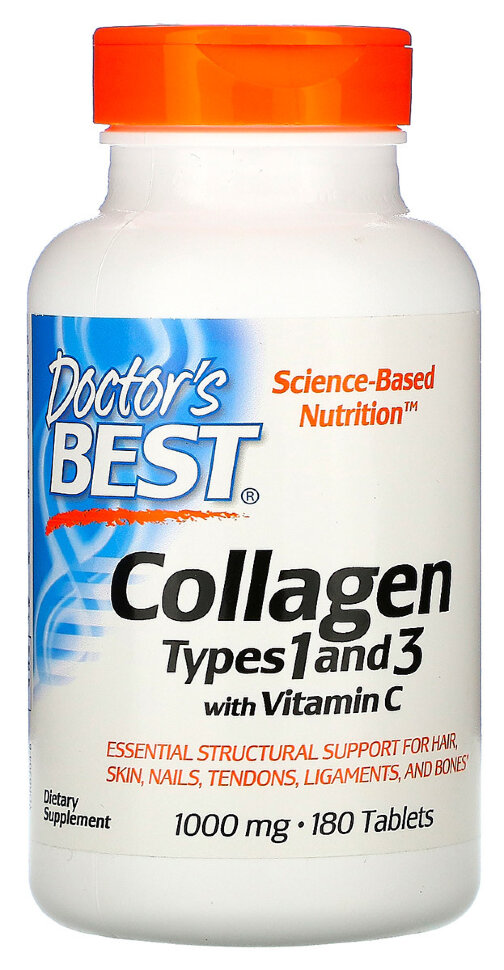 Doctor's Best Collagen Types 1 & 3 with Vitamin C 1000мг (180 таб)