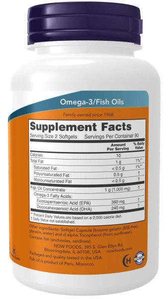 NOW Omega-3 Mini Gels 500 mg (180 капс)