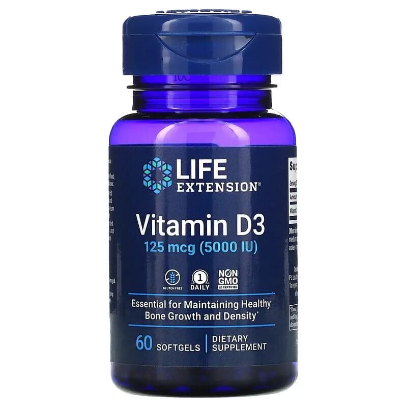 LIFE Extension Vitamin D3 125 mcg (5000 IU) (60 капс)