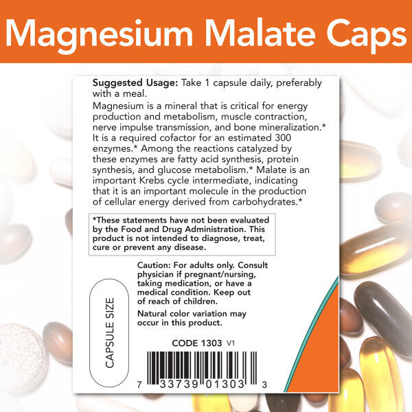 NOW Magnesium Malate Caps (180 капс)