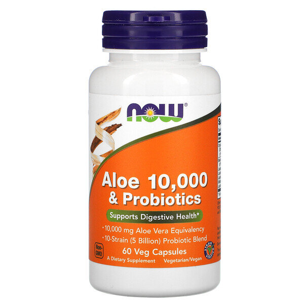 NOW Aloe 10,000 & probiotics (60 капс)